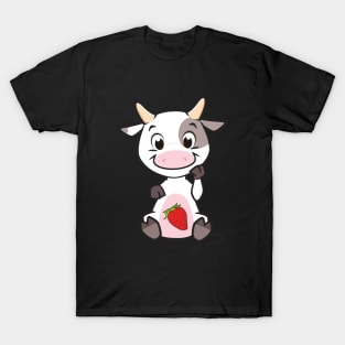 Strawberry Cow, Cute , Cartoon T-Shirt